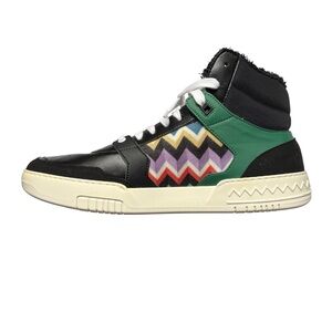 Missoni Black and Green Zigzag High-Top Sneakers